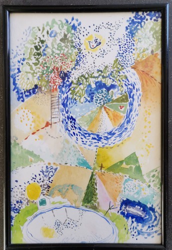 11 fidelie cardi jardin et colombe aquarelle 31x21 cmeuros