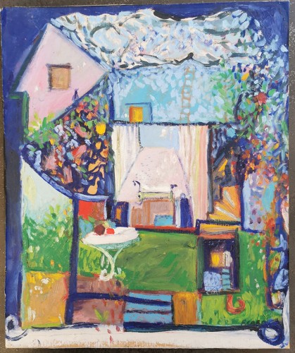 12 fidelie cardi ouverture jardin huile sur papier maroufle 44 5x37 cmeuros