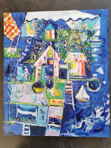 13 fidelie cardi pavillon d eau huile sur papier maroufle 54 5x46 cmeuros
